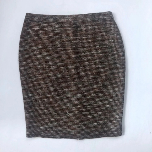 Ann Taylor NWT Tweed Pencil Skirt Black Orange 10P - Picture 1 of 5